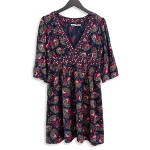 Kimchi Blue Dress Womens M Navy Pink Art Deco Geometric Indie Boho Twee